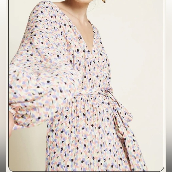 Caballero Long Sleeve Regan Jumpsuit in Spring Paint Blots Medium Pink Blue Blac - Picture 2 of 12